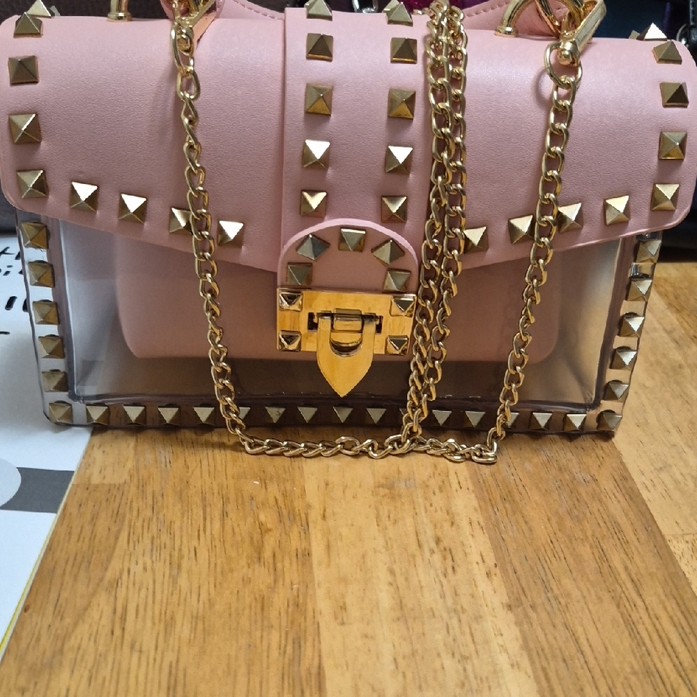 Elegant Pink Studded Crossbody Bag